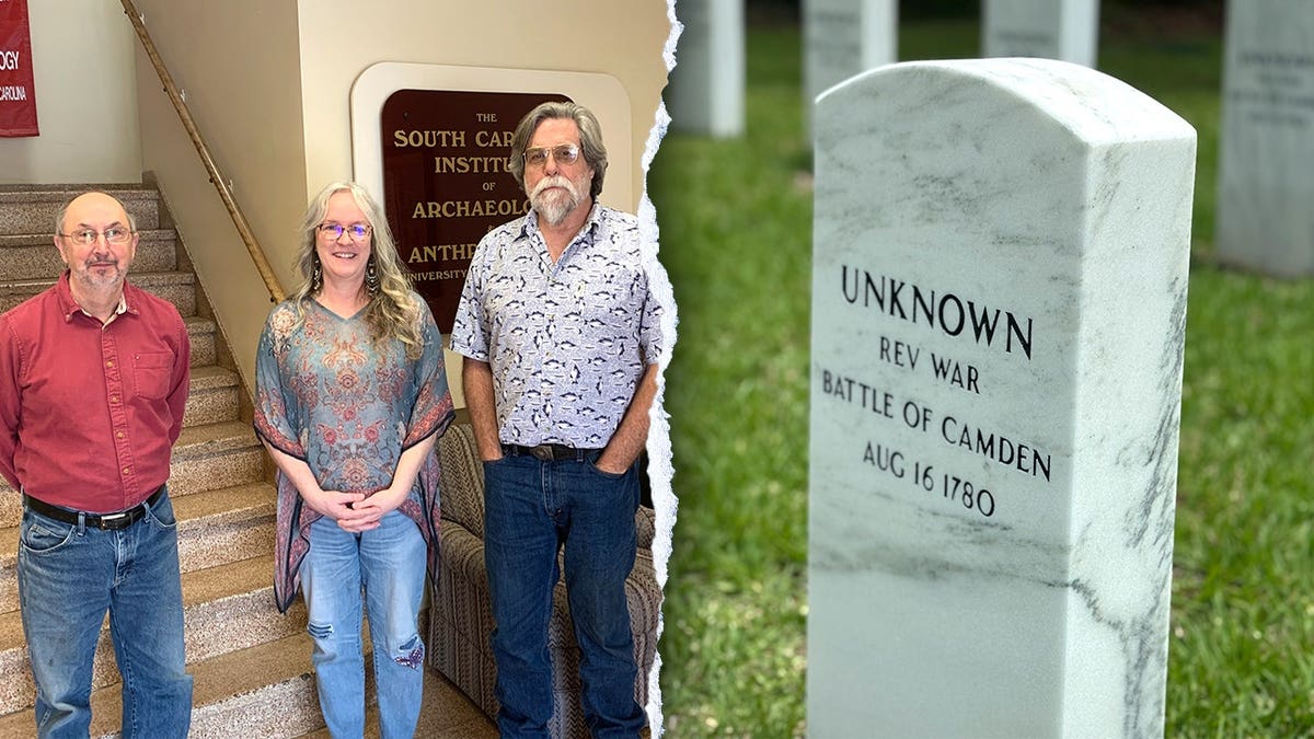 View of researchers smiling together, unknown soldier grave