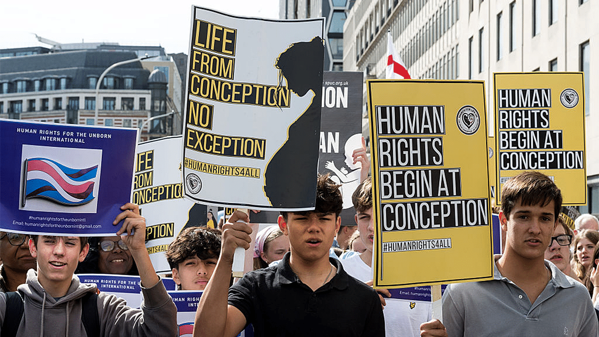 Pro-life supporters marching