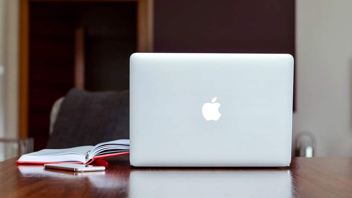 A Mac computer on a table