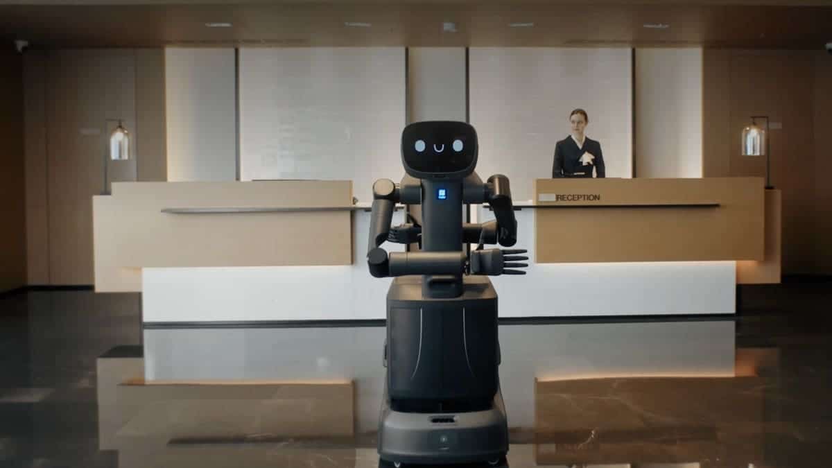 A robot in a hotel lobby