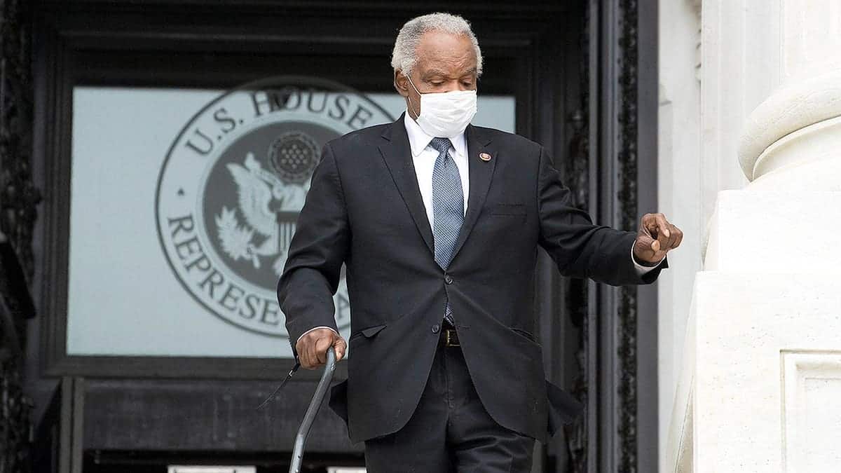 The late-Rep. David Scott, D-Ga., seen walking down the steps of the U.S. Capitol using a cane