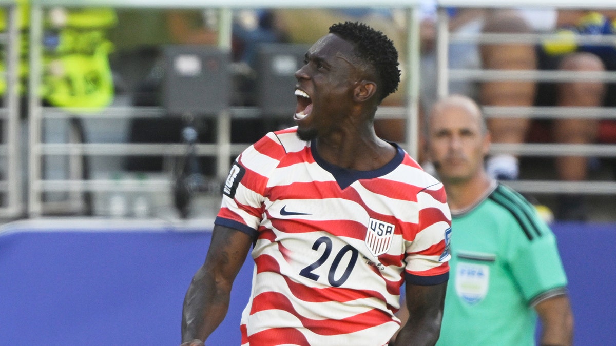 Folarin Balogun celebrates goal