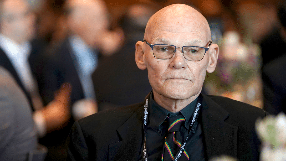 James Carville sits at event