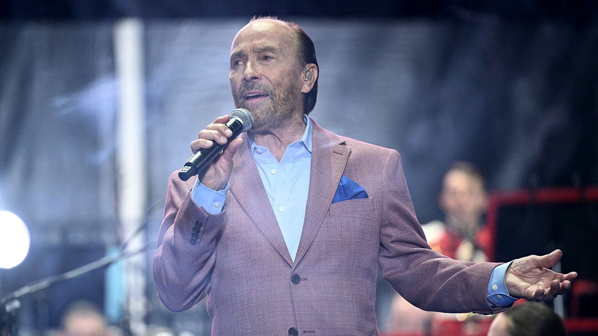 Lee Greenwood speaking during the Great American State Fair kickoff event.