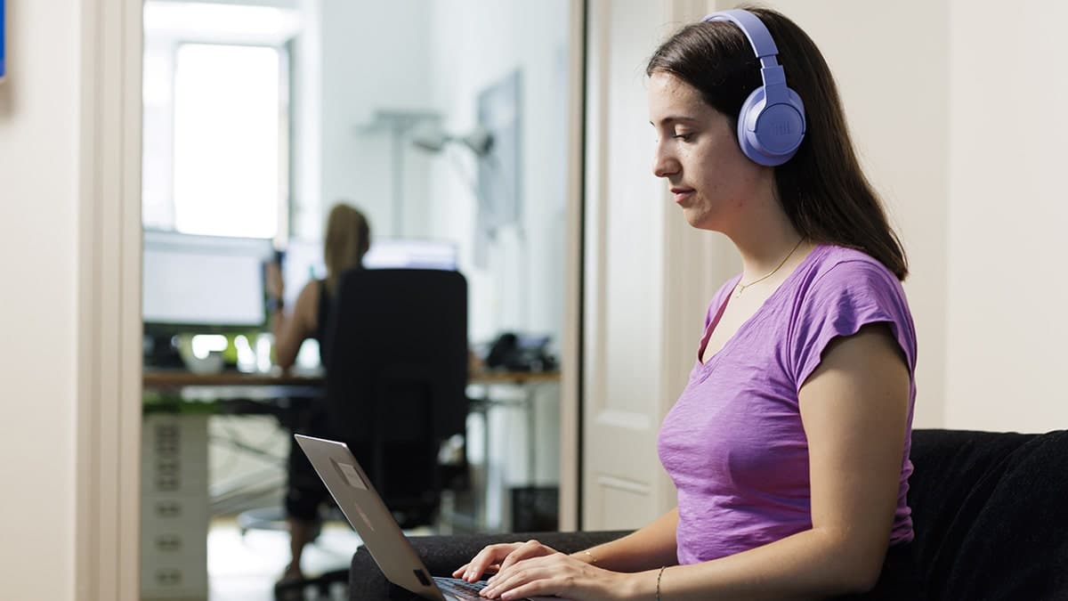 Woman on her computer.