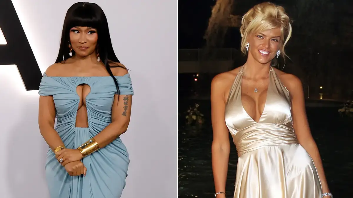 Nicki Minaj and Anna Nicole Smith split image