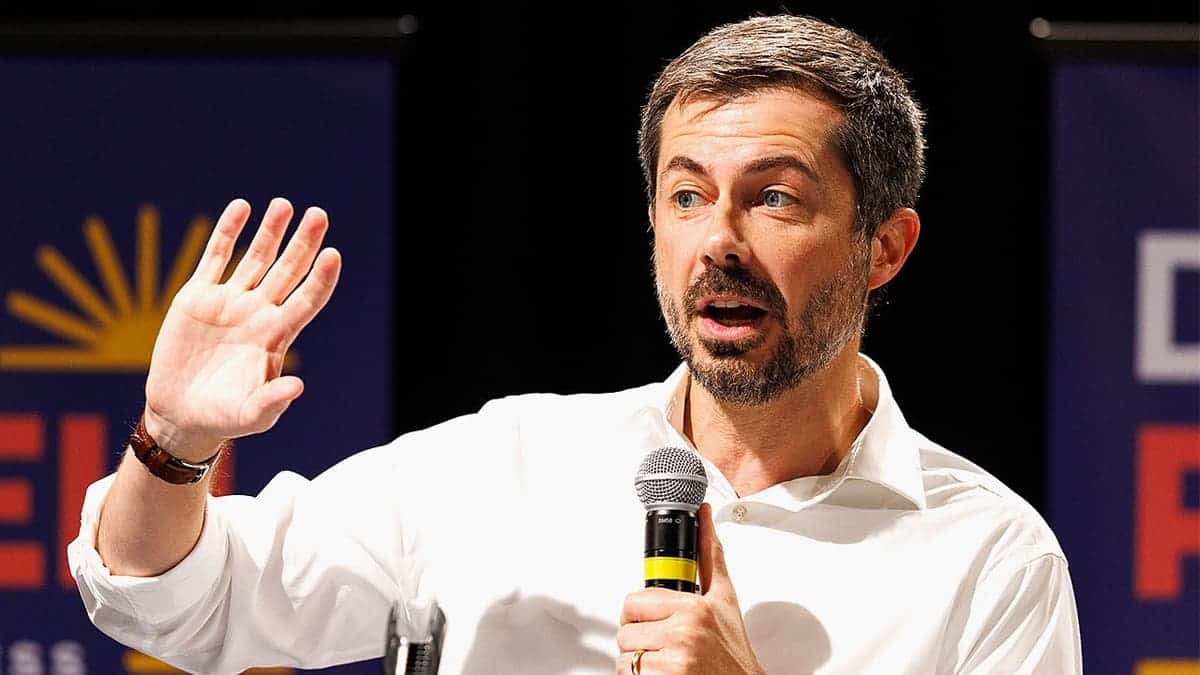 Pete Buttigieg speaks at campaign event in Omaha.