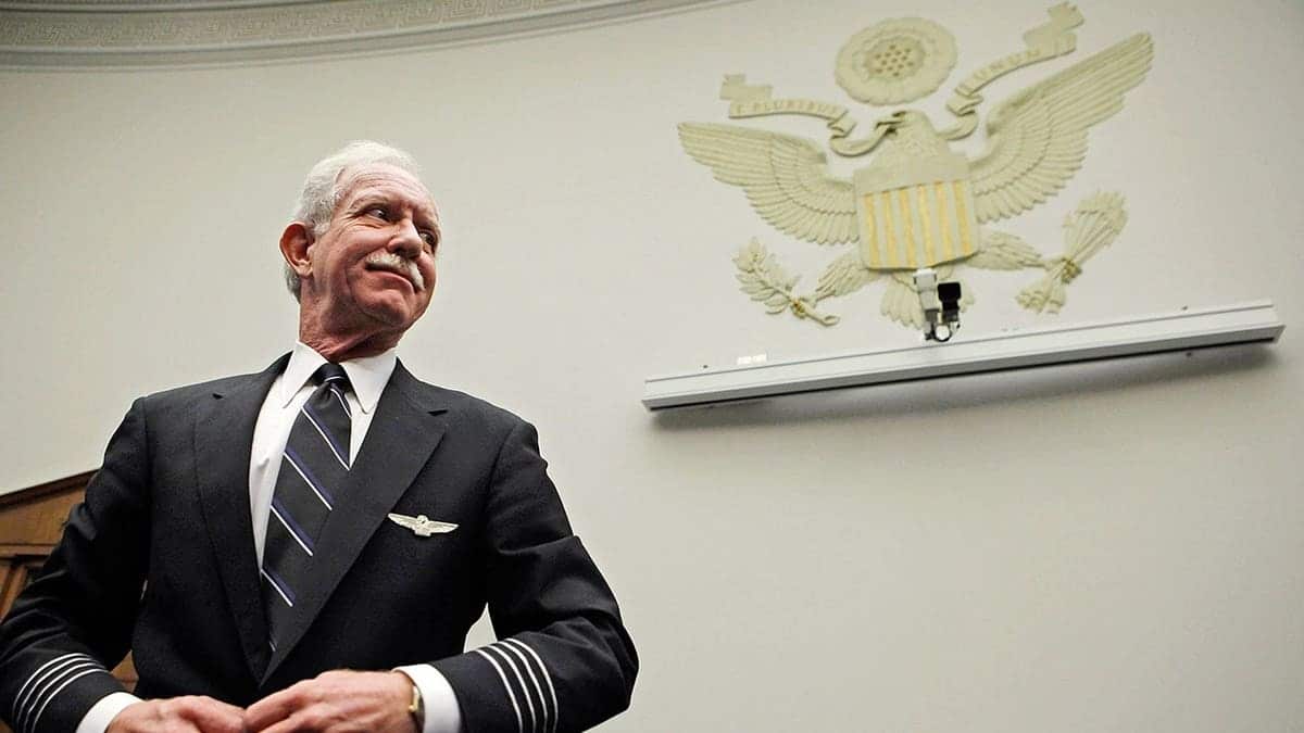 Chesley Sullenberger sits before the House Judiciary Committee on Capitol Hill.