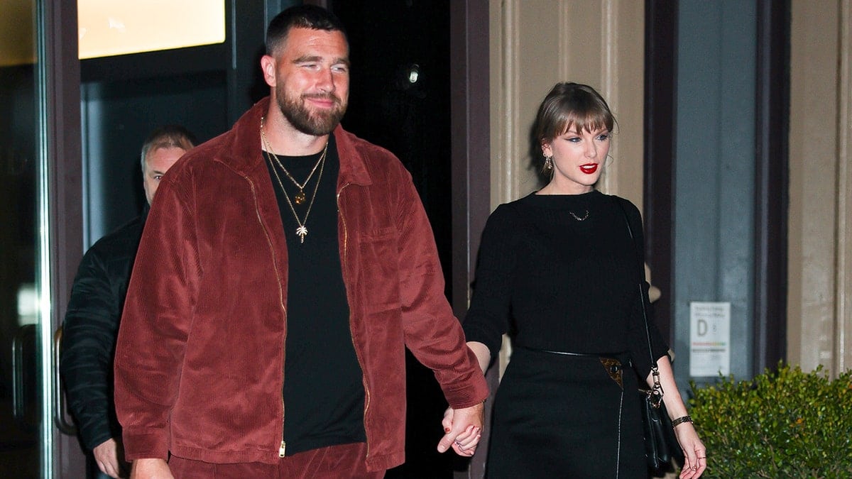 Taylor Swift and Travis Kelce seen in NoHo on November 06, 2025 in New York City.