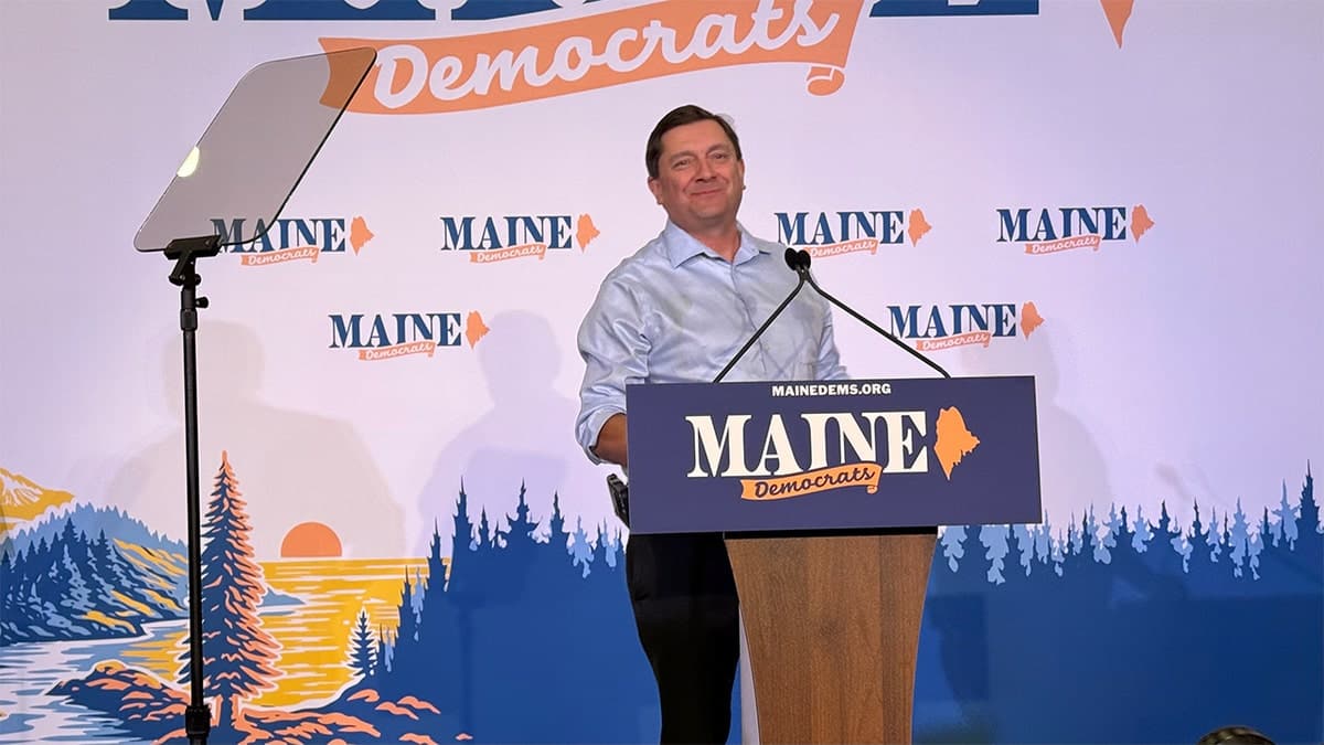 Troy Jackson delivers an address at the Maine Democratic Senate nominating convention