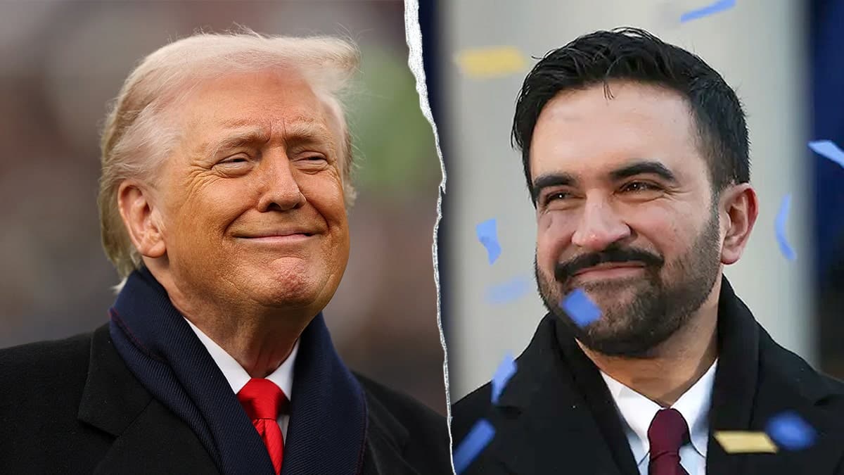 Split image of President Trump and Zohran Mamdani