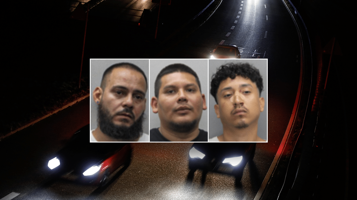 The three men's mugshots.