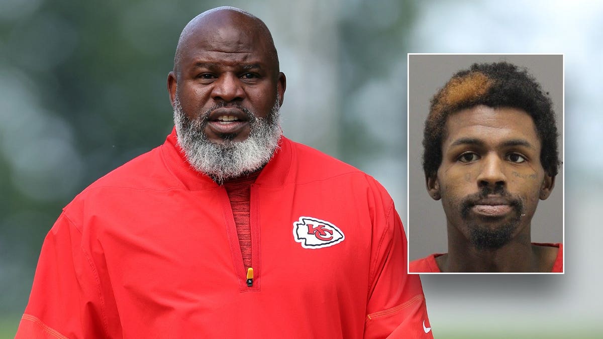 Eric Bieniemy with son, Elijah's, mugshot