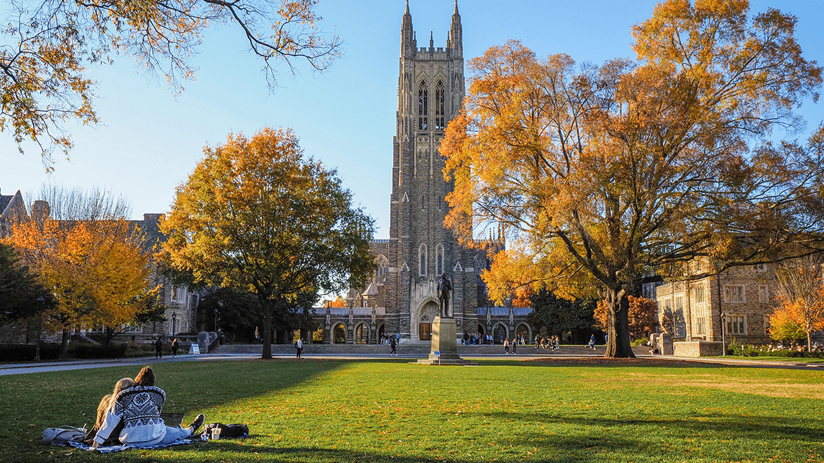A photo of Duke University's west campus in Fall 202