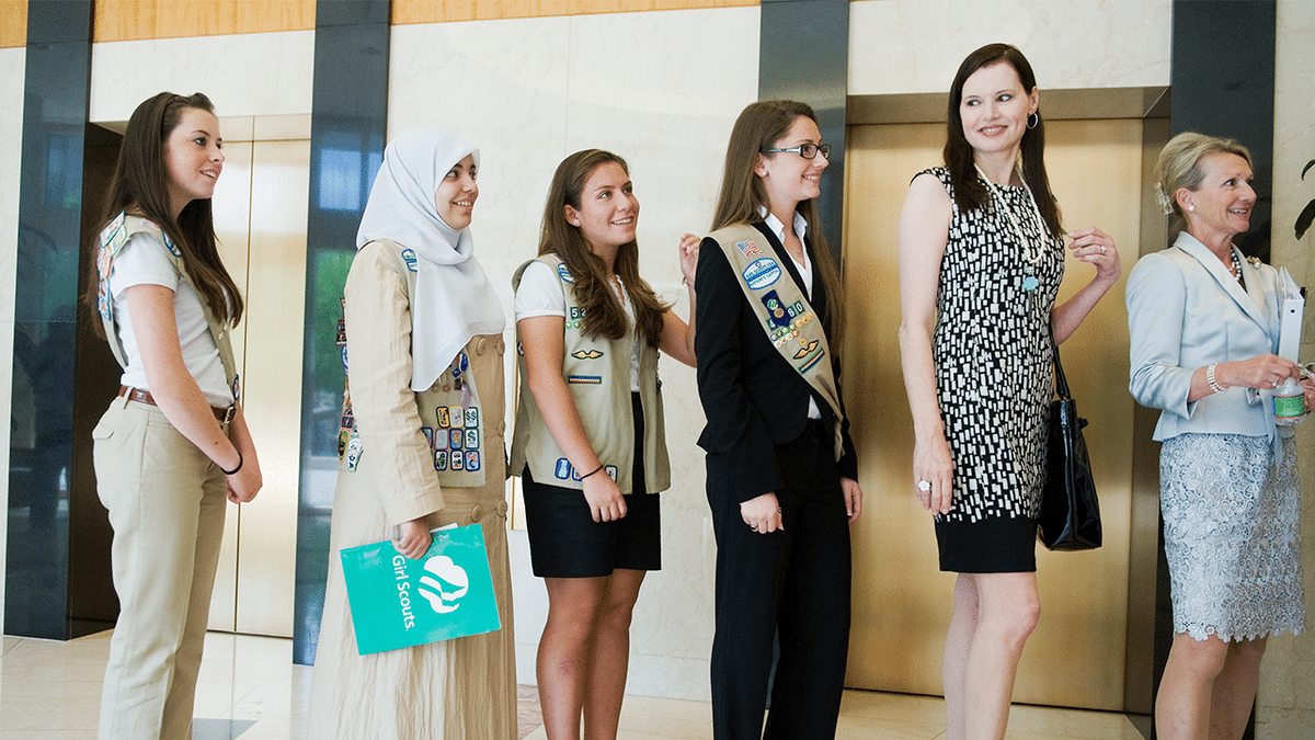 Girl Scouts lined up