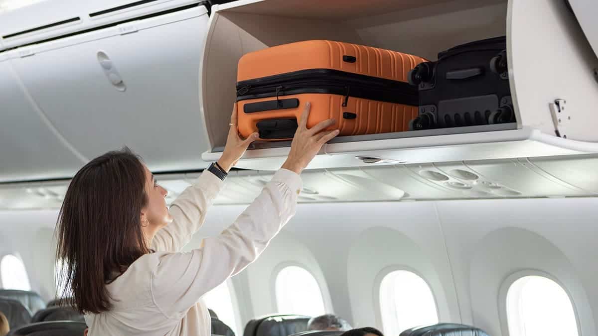 Overhead bin on plane