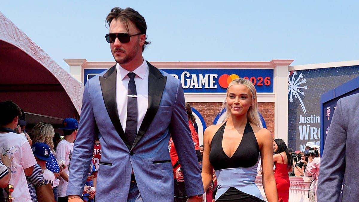 Paul Skenes and Livvy Dunne walk on the red carpet in Philadelphia.