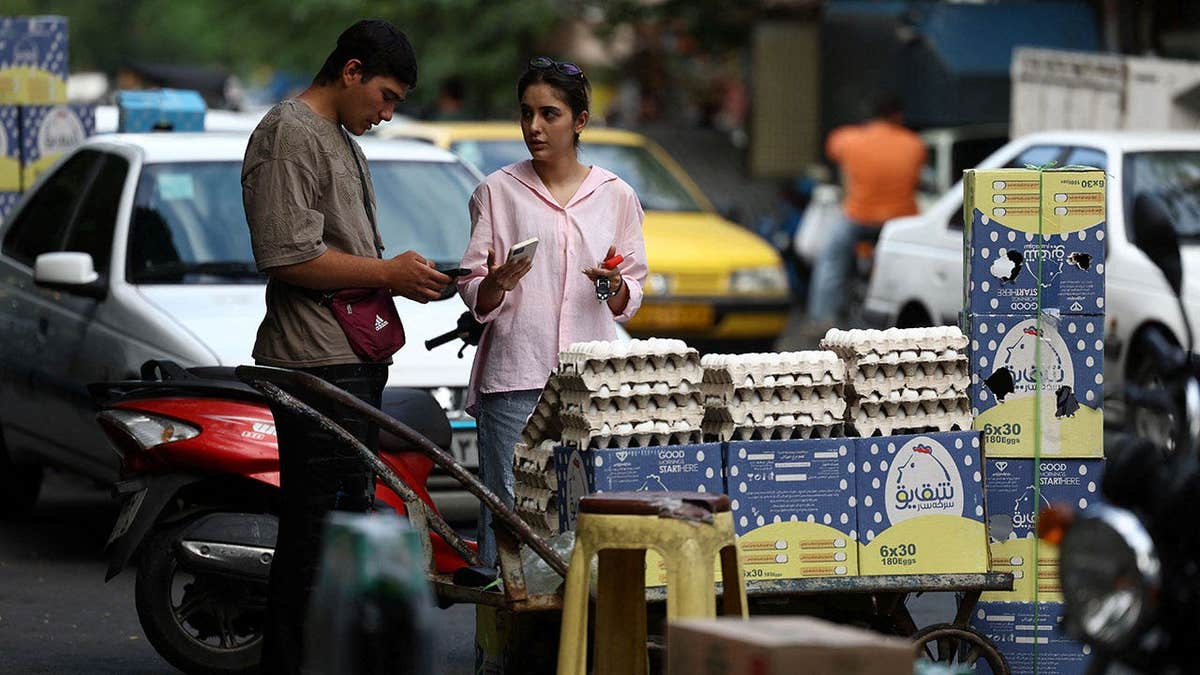 An Iranian woman shops in a local market in Tehran