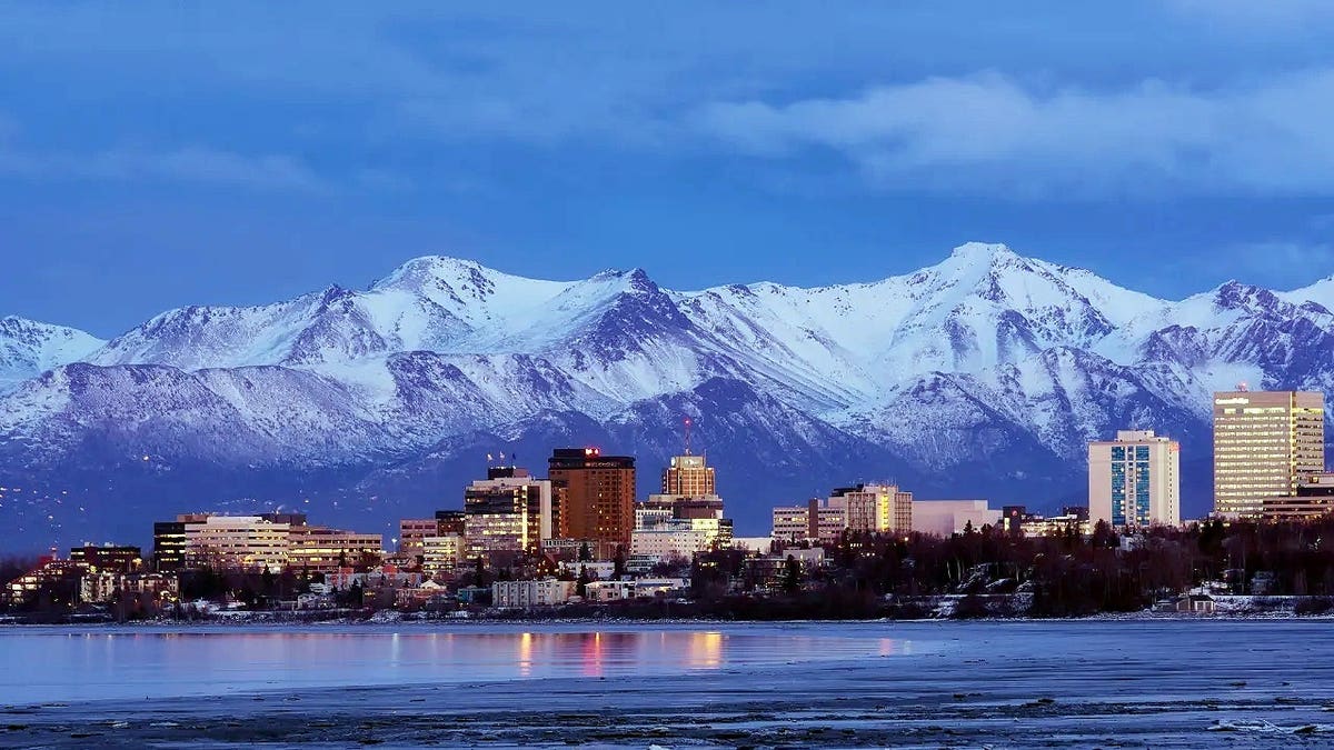 Anchorage skyline on the Chugach mountains