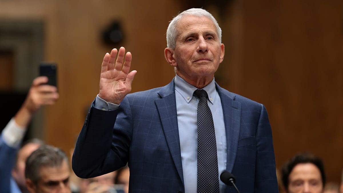 Anthony Fauci is sworn in before testifying at a Senate hearing in Washington, D.C.