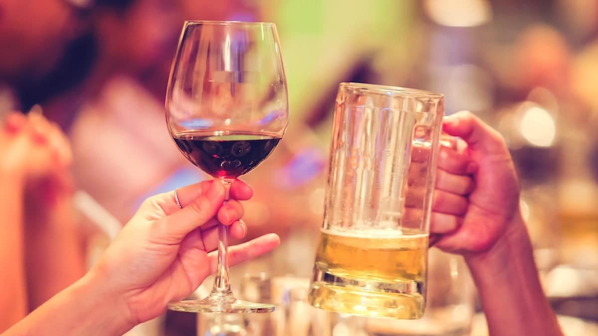 Beer and wine glasses
