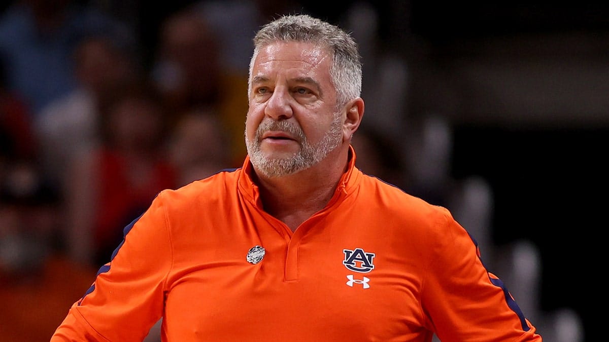 Bruce Pearl looks on the Auburn sideline in March 2025