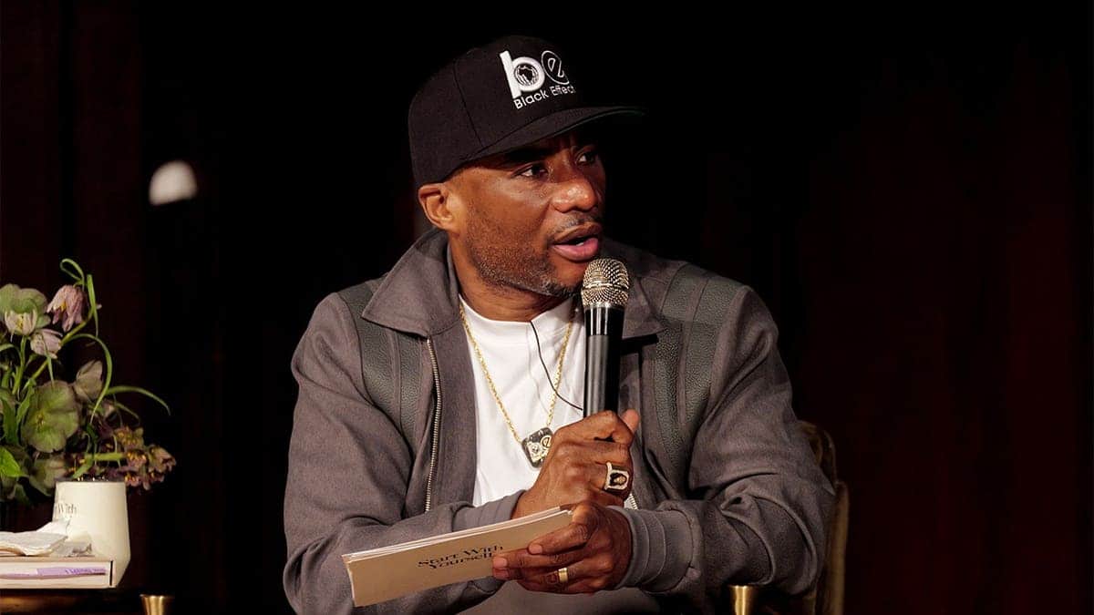 Charlamagne tha God speaks onstage at Adler Hall in New York City.