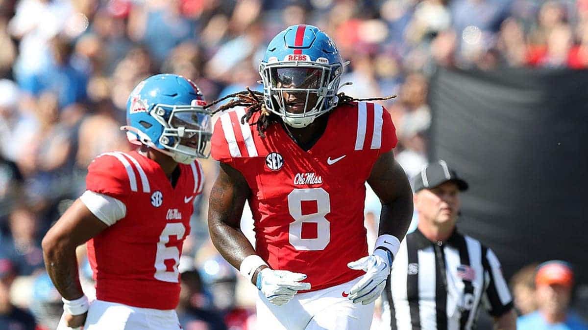 Dae'Quan Wright stands on the field during a game at Vaught-Hemingway Stadium.