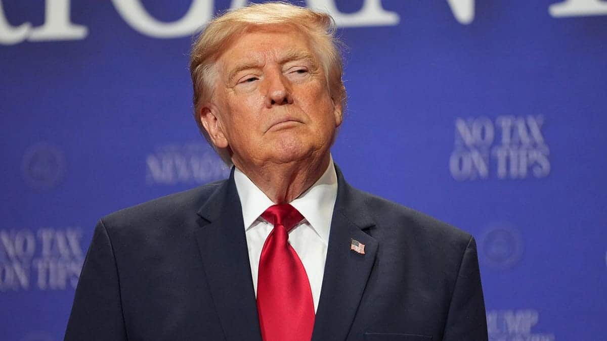 President Donald Trump arrives at an event in Las Vegas.