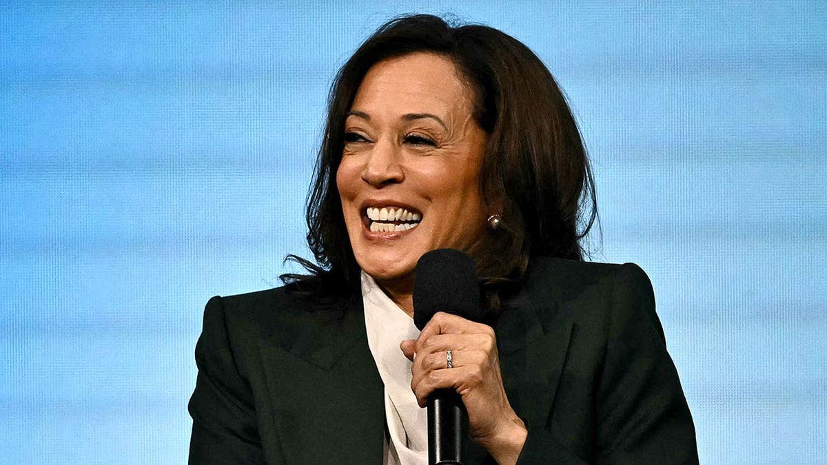 Kamala Harris speaks during a panel discussion at the Austrian World Summit in Vienna.
