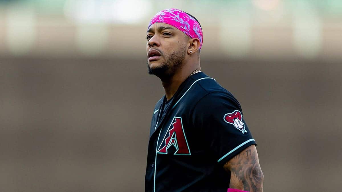 Ketel Marte of the Arizona Diamondbacks looking on at T-Mobile Park in Seattle