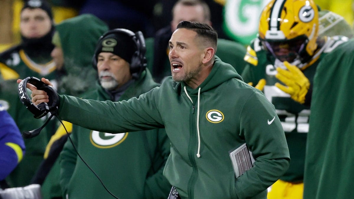 Matt LaFleur yells on the sideline