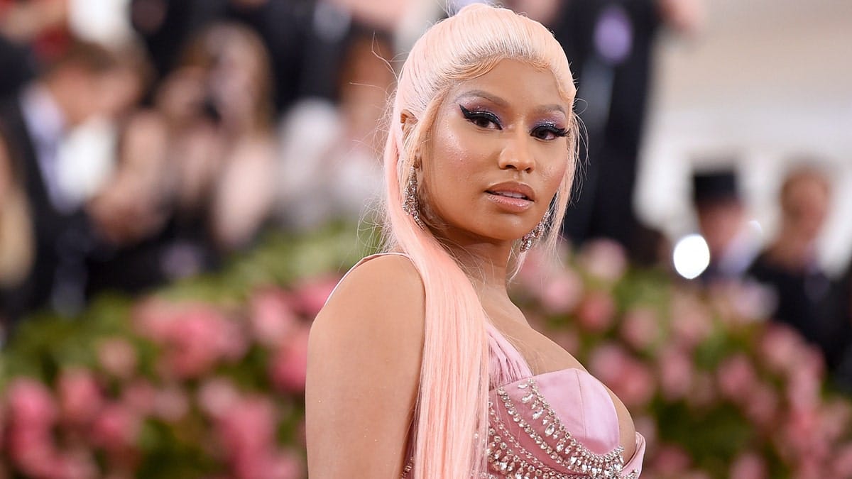 Nicki Minaj poses on the red carpet at a major fashion event in New York City.