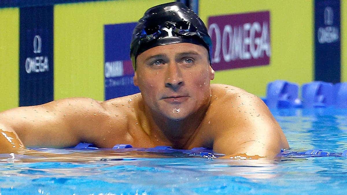 Ryan Lochte reacts after race at U.S. Olympic swimming trials.