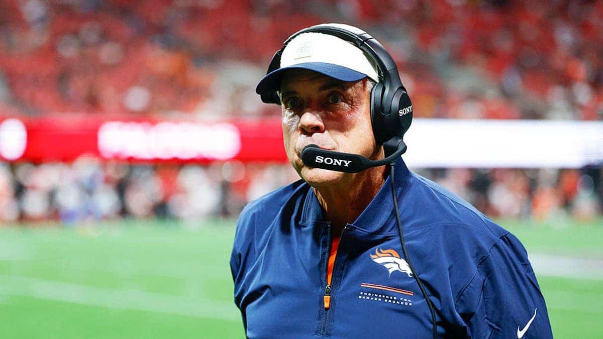 Sean Payton, head coach of the Denver Broncos, looks on during an NFL preseason game.