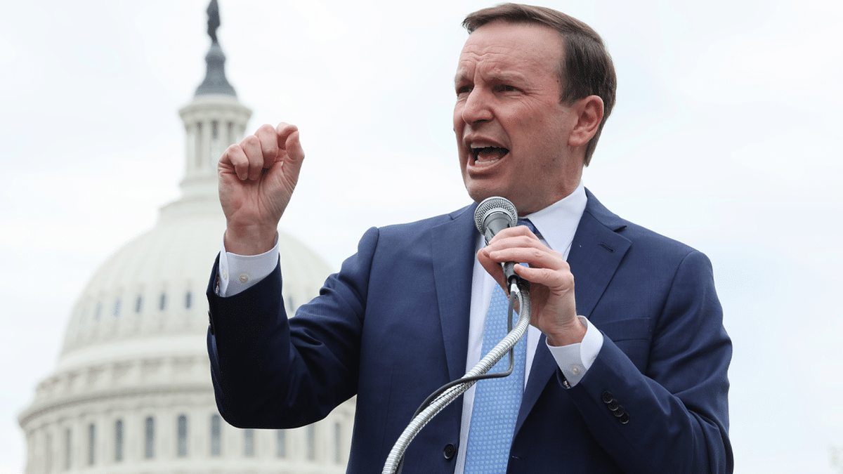 Sen. Chris Murphy speaks at a rally