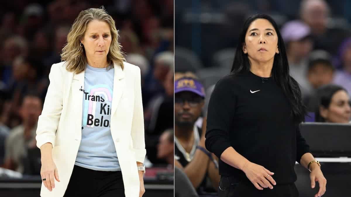 Cheryl Reeve and Natalie Nakase look on