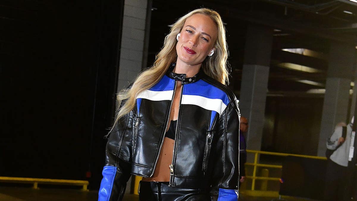 Sophie Cunningham arrives to the arena before the game against the Phoenix Mercury on July 9, 2026 at PHX Arena in Phoenix, Arizona.