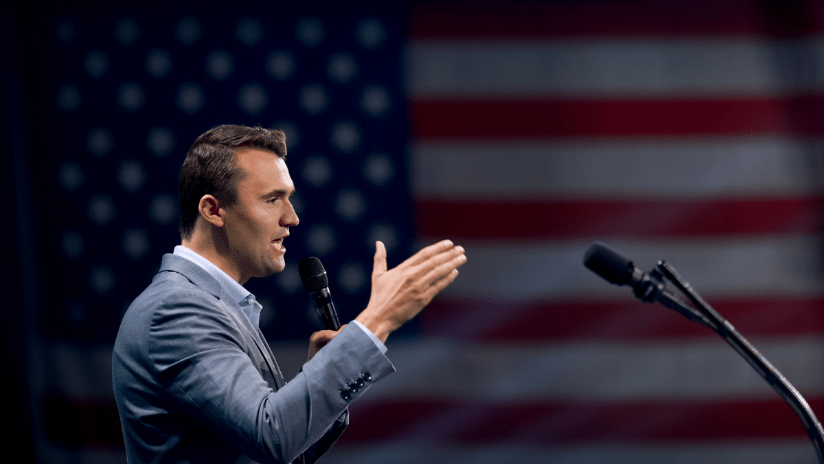Charlie Kirk speaks during a Turning Point USA conference