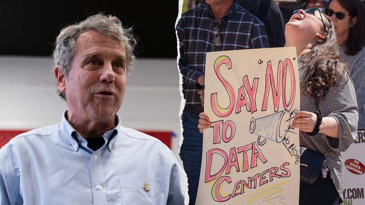 Sherrod Brown and Data Center Protester