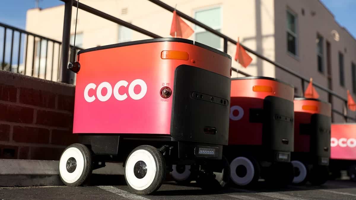 Coco delivery bot parked at it's station.