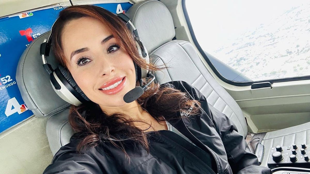 Eliana Moreno in a news helicopter