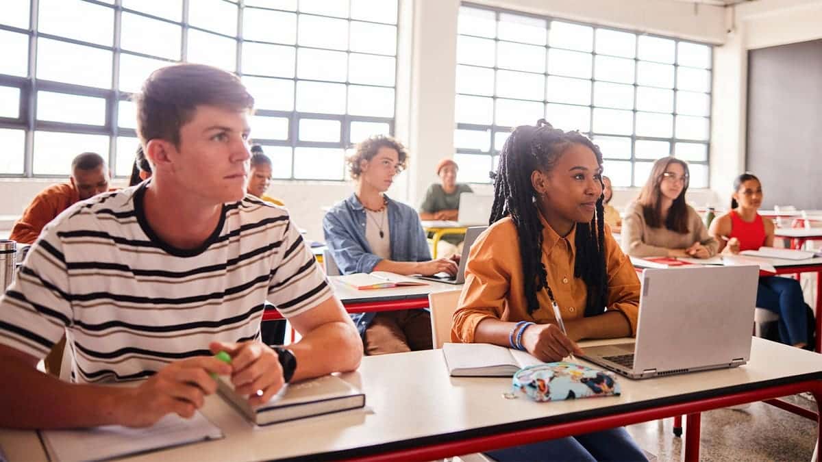 High school students in class