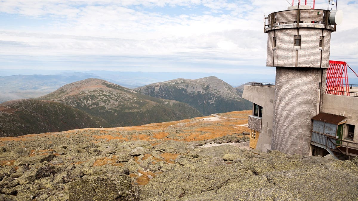View of summit at Mt Washington in New Hampshire