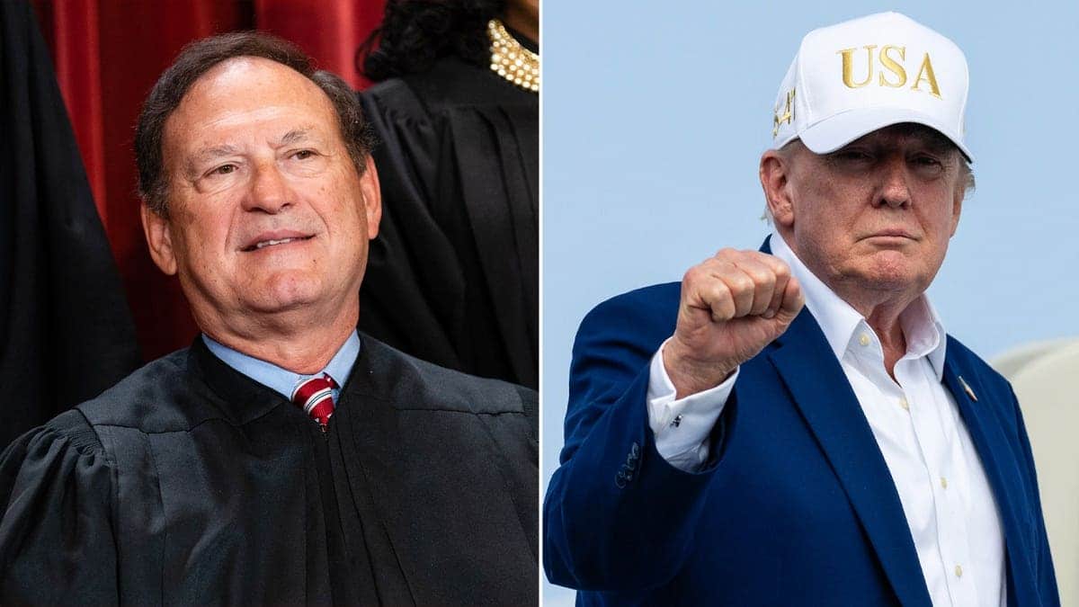 Split image of Supreme Court Justice Samuel Alito and President Donald Trump