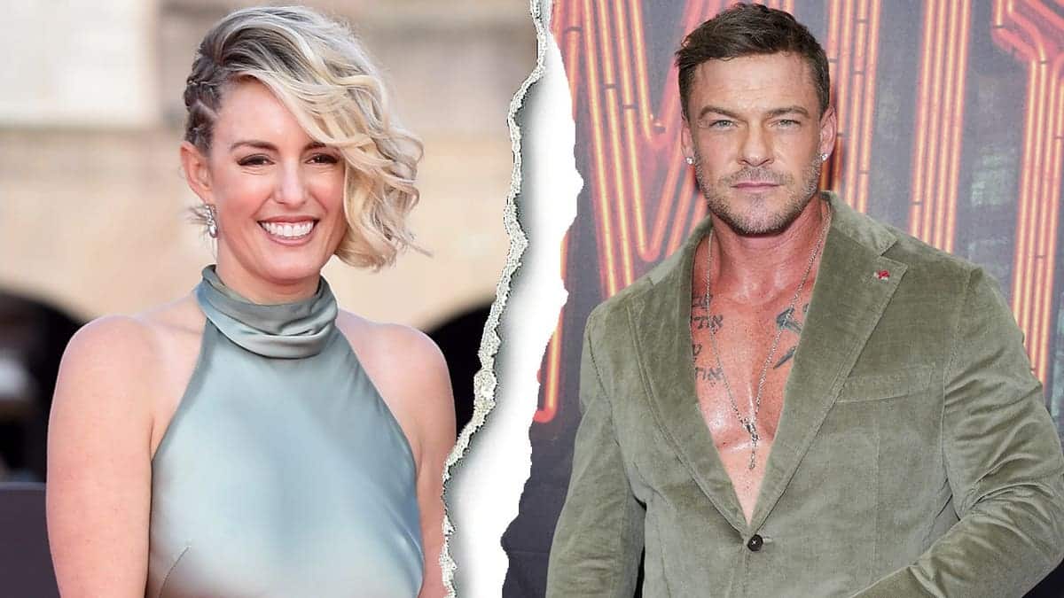 A split photo of Alan Ritchson and his wife Catherine.