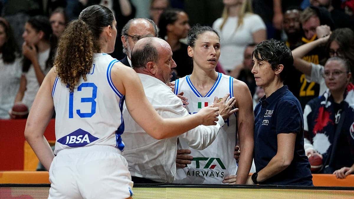 Cecilia Zandalasini stands during the Women's FIBA World Cup 2026 game between USA and Italy in Berlin.