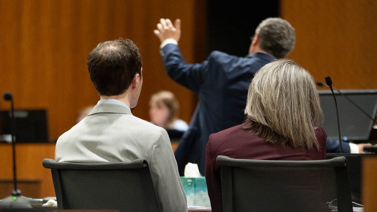 (Francisco Kjolseth | The Salt Lake Tribune) Tyler Robinson, charged in the fatal shooting of Charlie Kirk, sits as his defense team argues before the judge during closing arguments at his preliminary hearing in 4th District Court in Provo on Tuesday, Sept. 1, 2026.