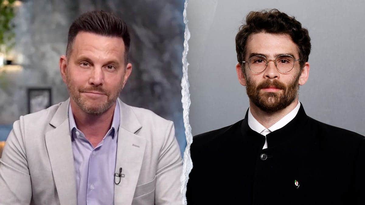 Dave Rubin and Hasan Piker shown in a split image