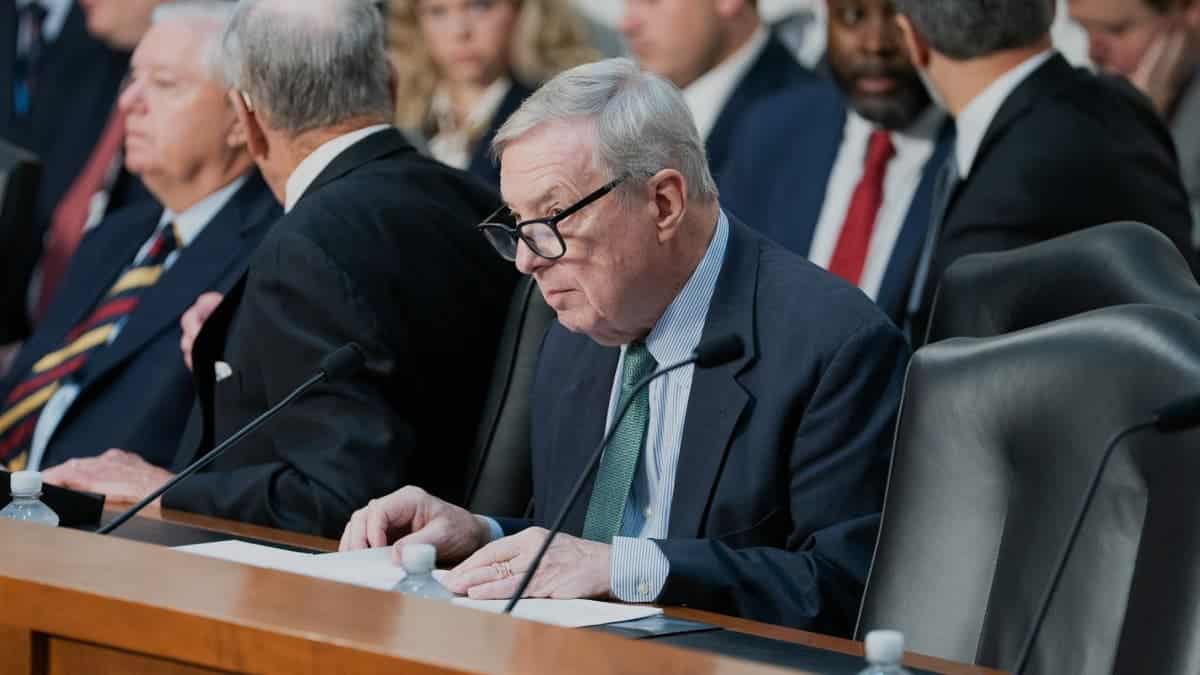 Senate Judiciary Committee Ranking Member Dick Durbin, D-Ill., speaks at an oversight hearing before the Senate Judiciary Committee, on Capitol Hill in Washington, Tuesday, Oct. 7, 2025.